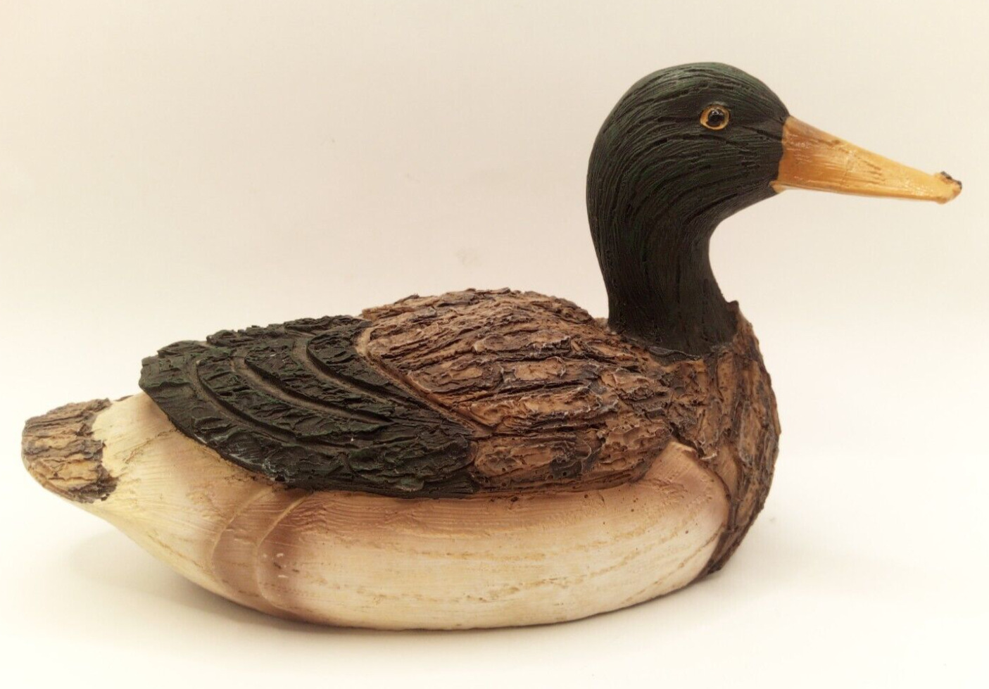 Vintage Solid Resin Carved Duck Mallard Figurine Sculpture 8.5\'\'