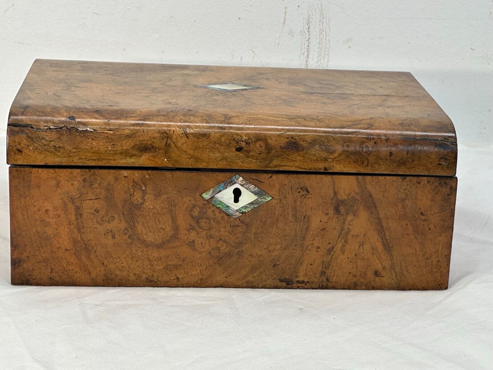 incredible 1800s lap desk document box burl walnut with inlay amazing quality