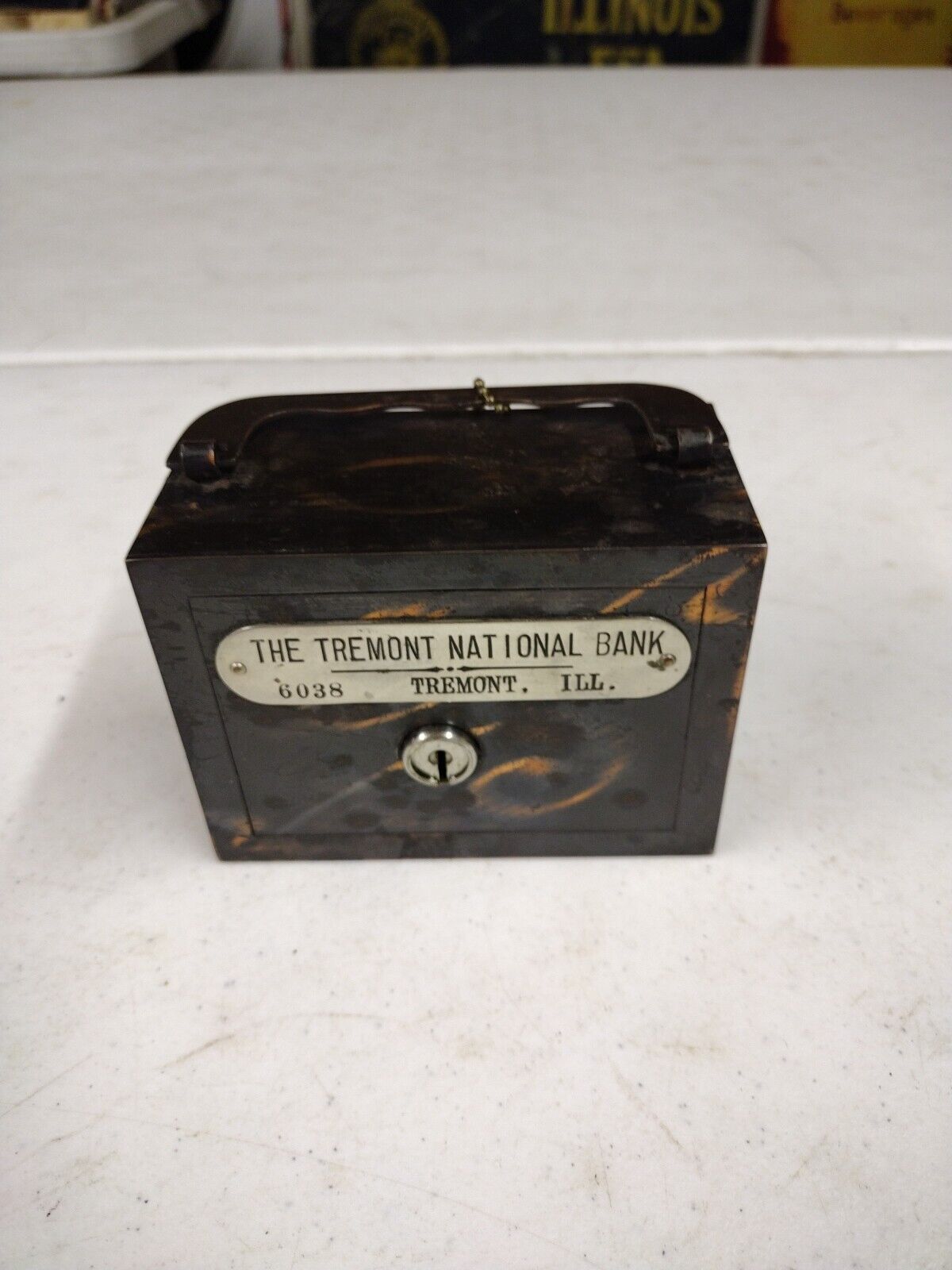 Vintage Tremont National Bank Tremont Illinois Advertising Suitcase Coin Bank