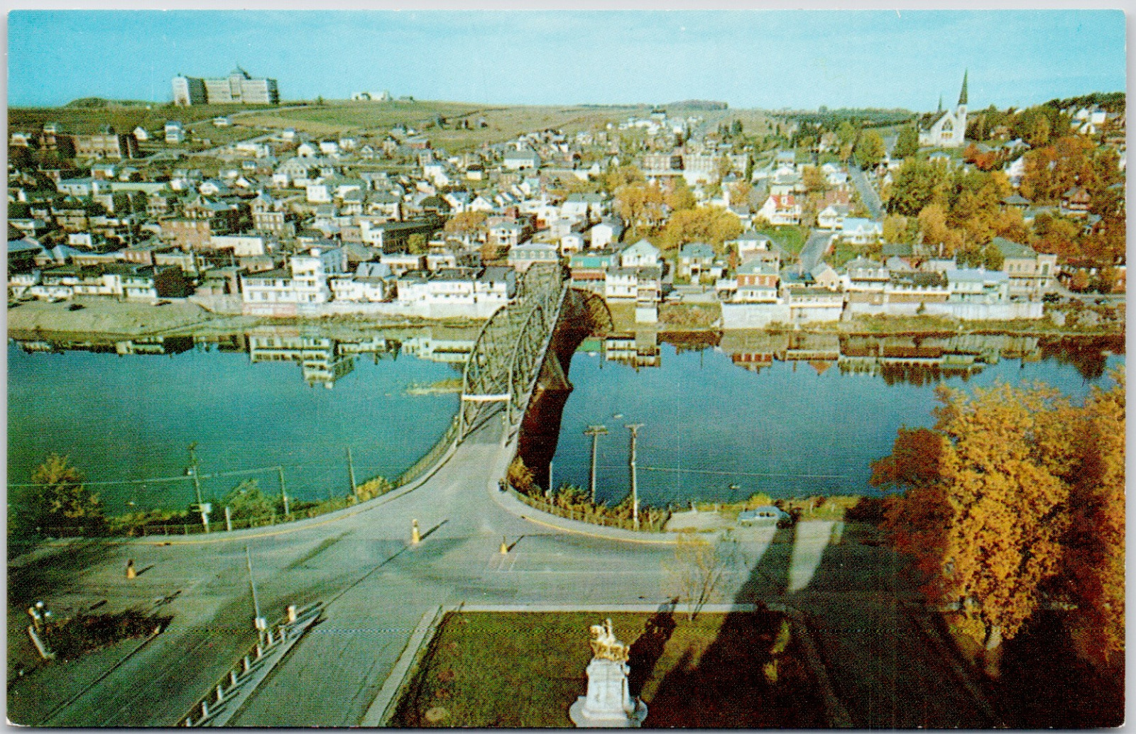 Quebec Canada Saint Georges Bridge Aerial View Vintage Postcard