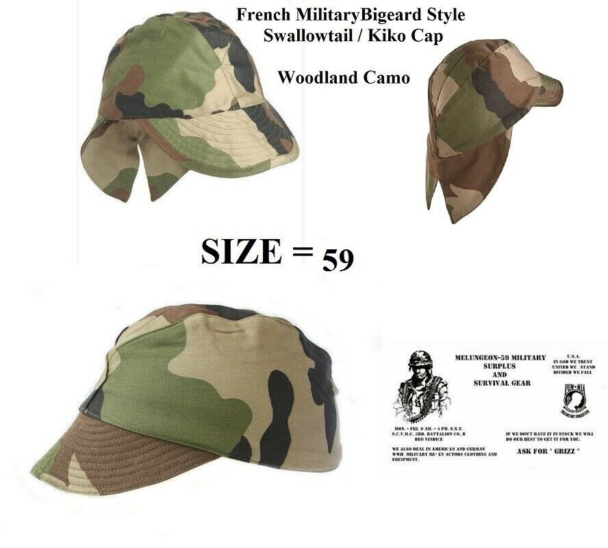 Authentic Original French Military CEC Camo Combat Swallowtail Field Cap SIZE 59
