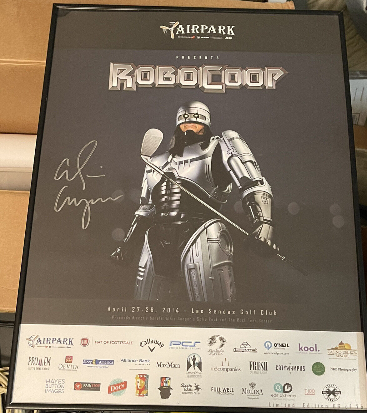 Alice Cooper SIGNED ROBOCOOP Ultra Rare AUTOGRAPHED 2014 Golf Poster