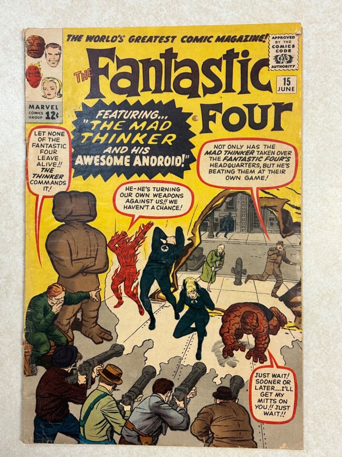 Key 1st Mad Thinker Fantastic Four #15 VG/VG+ 1963