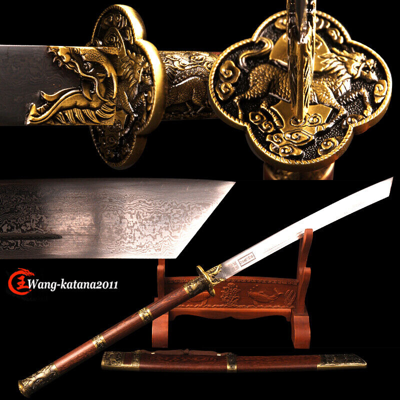 105CM Folded Steel Kangxi Emperor Broadsword Dao Handmade Chinese Rosewood Sword