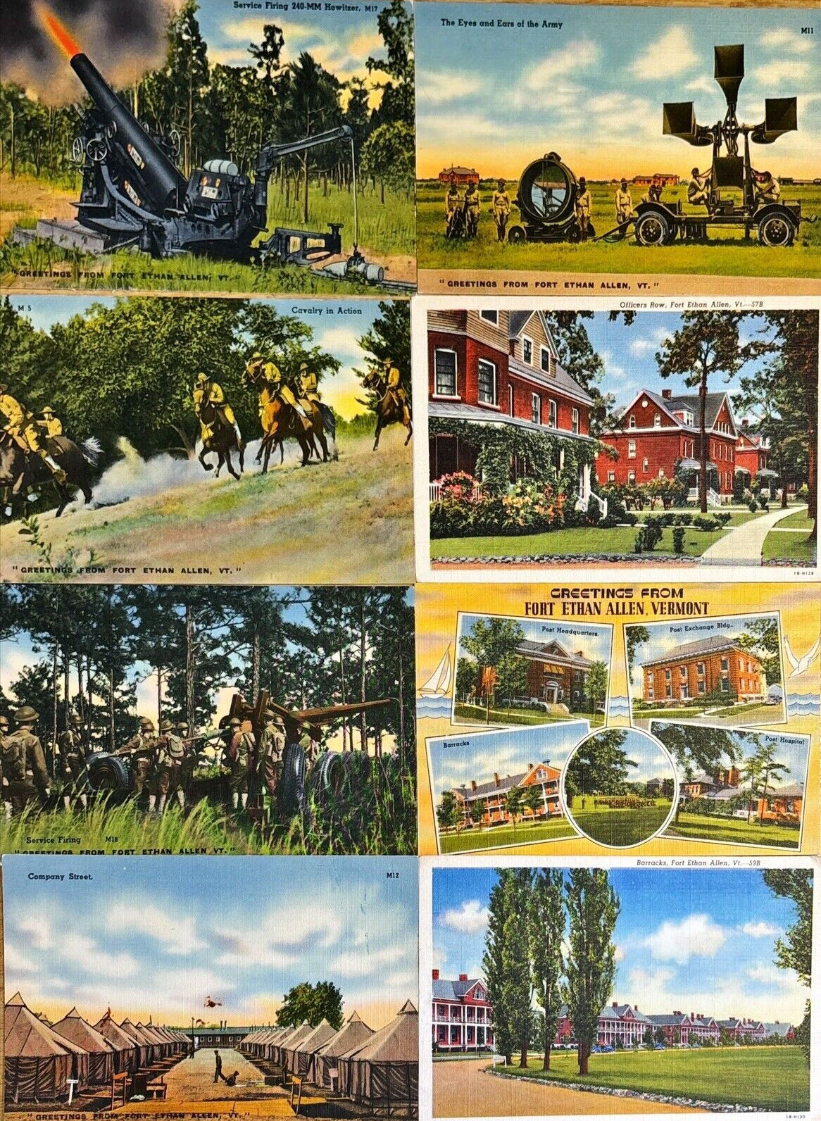 Colchester Vermont Fort Ethan Allen World War II Army Postcard Lot Collection