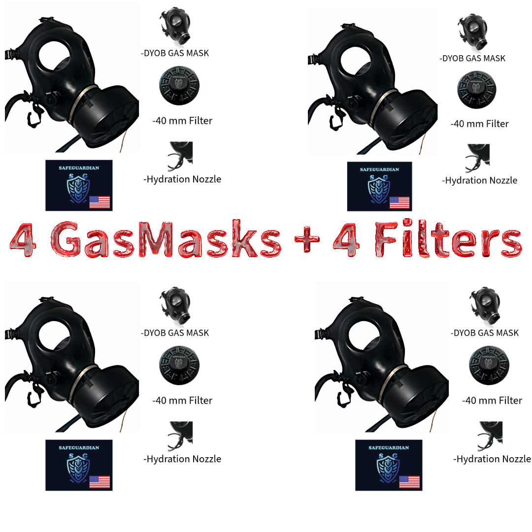 SafeGuardian 4 GAS MASK Israeli with 4 Premium 40mm FILTER Face Respirator NEW
