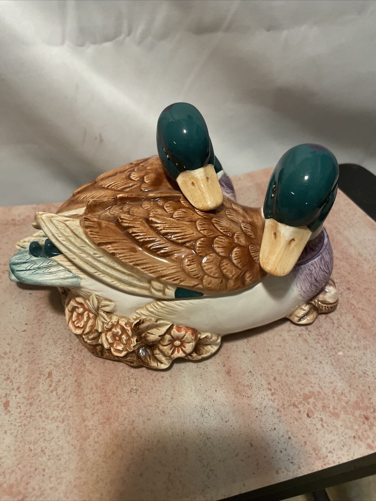 Nesting Mallard Ducks Ceramic Trinket/Jewelry Box RCPC/MCMXCII ￼ hand painted