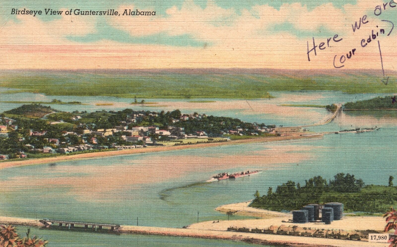 Vintage Postcard 1954 Guntersville Gunter\'s Ferry Marshall County Alabama AL
