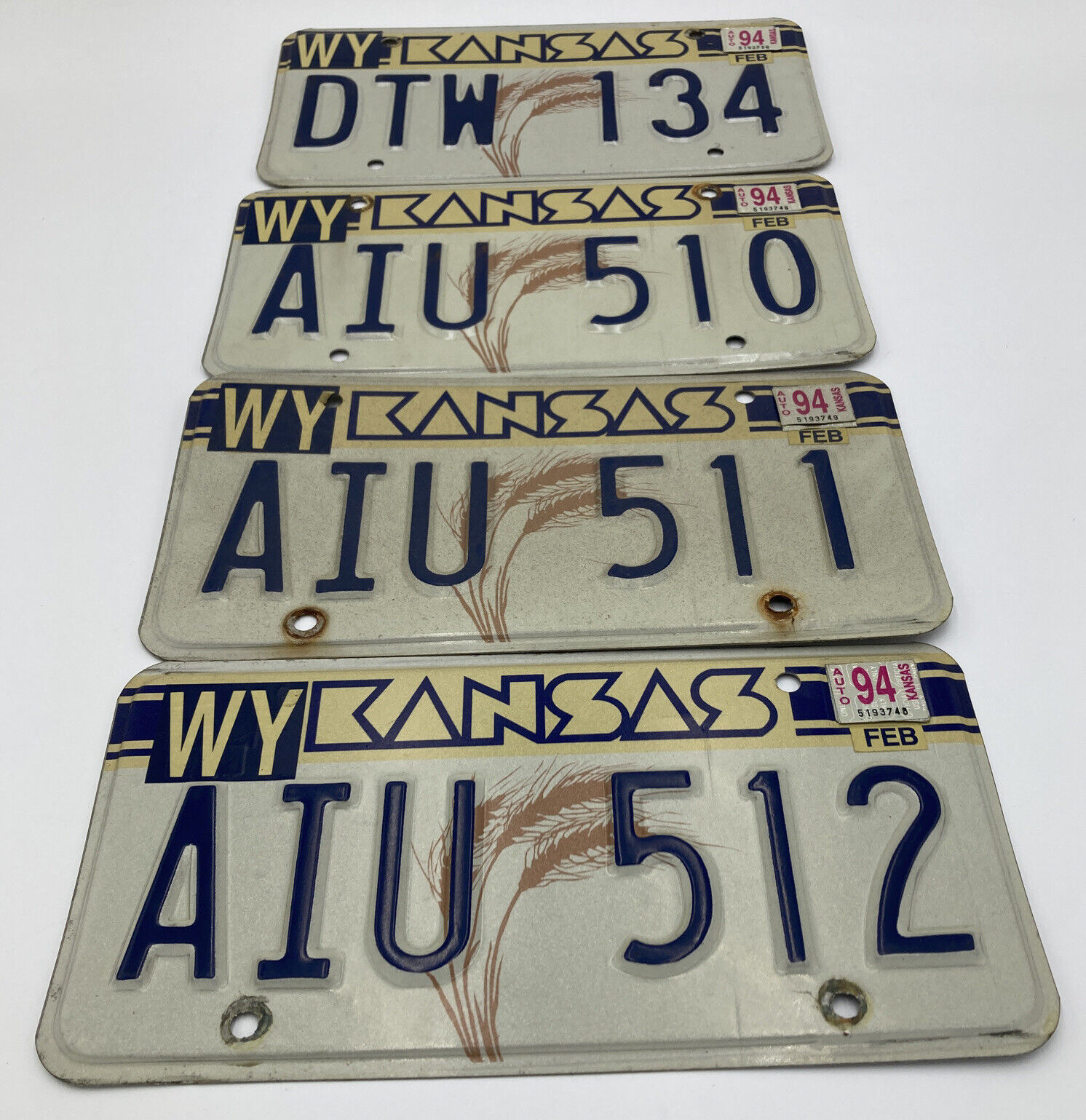 1994 Kansas License Plates (4) 1994 Wyandotte County WYCO 94’ Vintage Lot