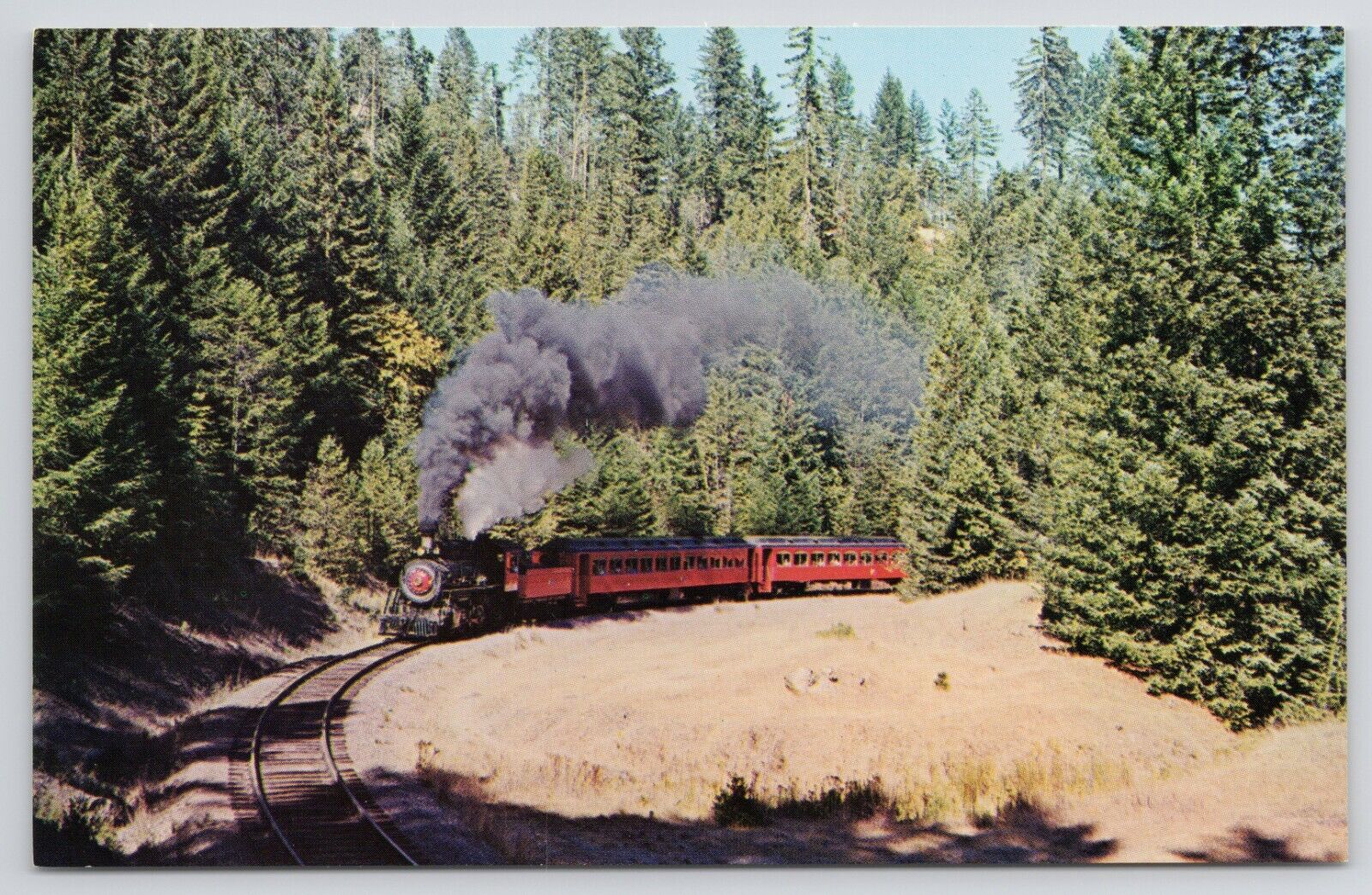 Postcard Fort Bragg CA Passenger Steam Train Chrome  