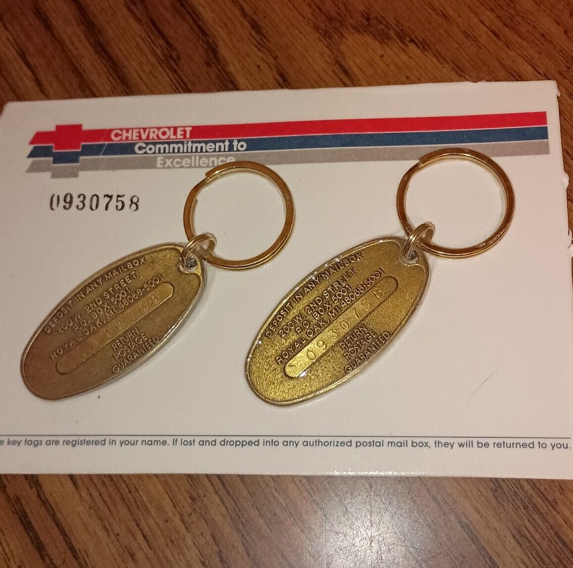 Vintage Chevrolet Commitment To Excellence Keychains New On Card
