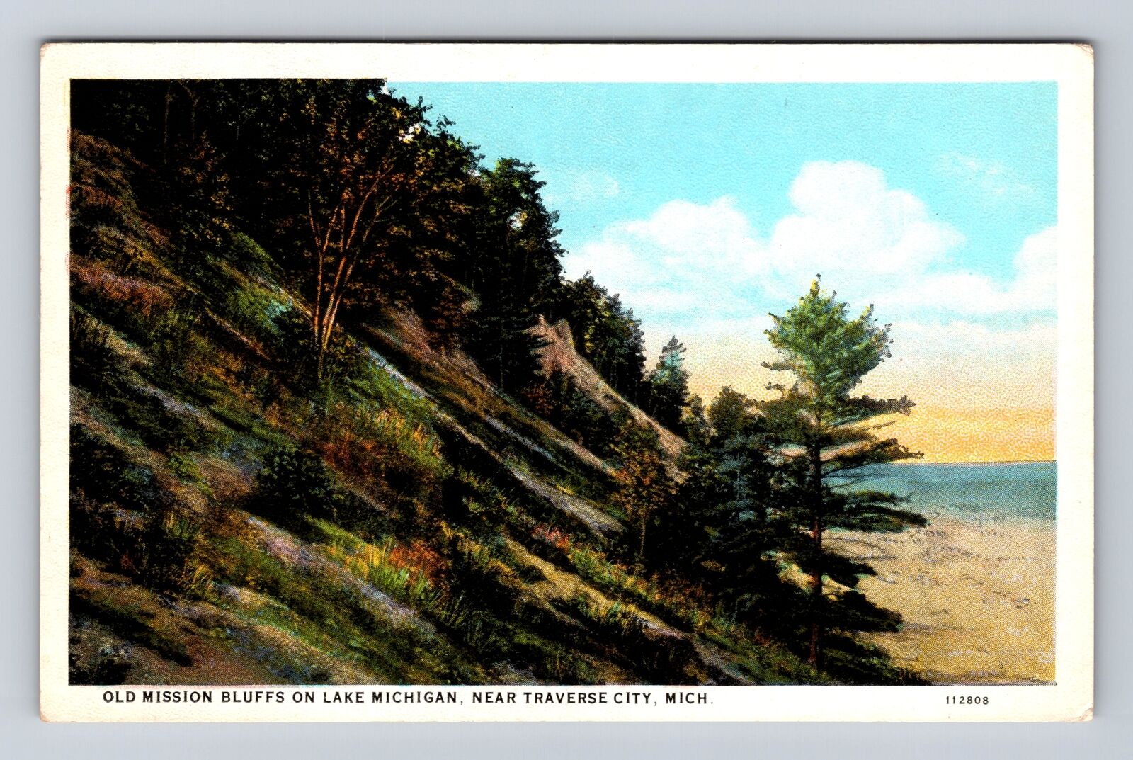 Traverse City MI- Michigan, Old Mission Bluffs On Lake Michigan Vintage Postcard