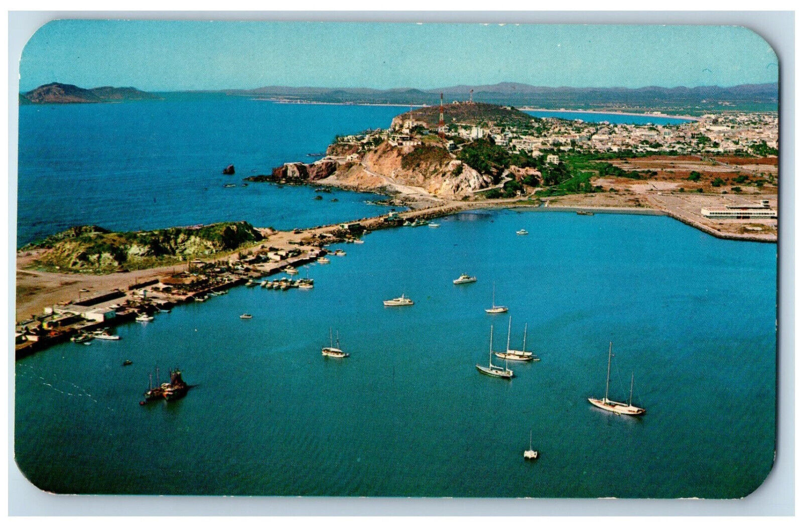Mazatlan Sinaloa Mexico Postcard Yacht Basin Docks for Fishing Fleet c1960\'s