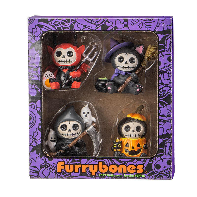 NEW 2023 Furrybones Halloween Box Set Skeleton Witch Devil Reaper 