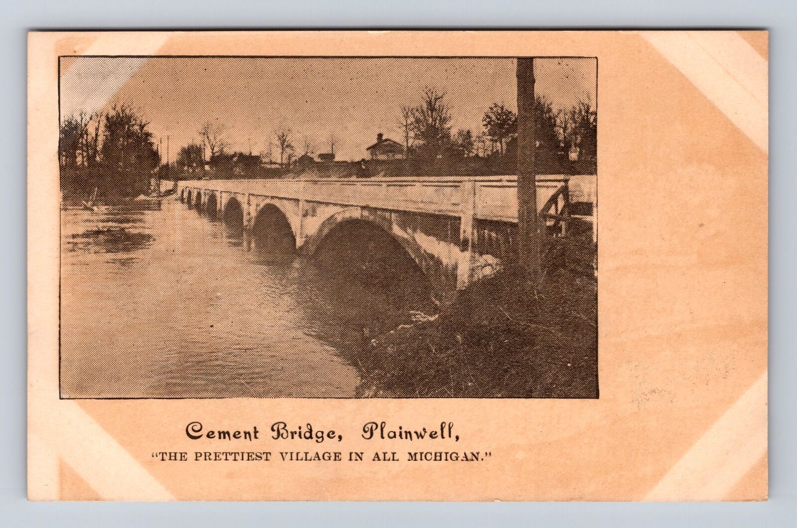 Plainwell MI-Michigan, Cement Bridge, Antique, Vintage Postcard