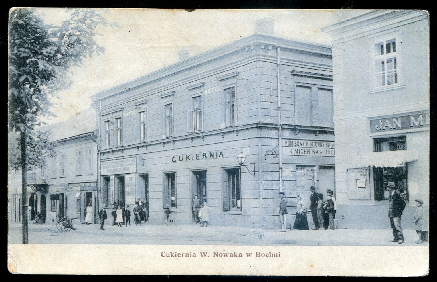 POLAND Bochnia Postcard 1914 Street View Bakery Stores