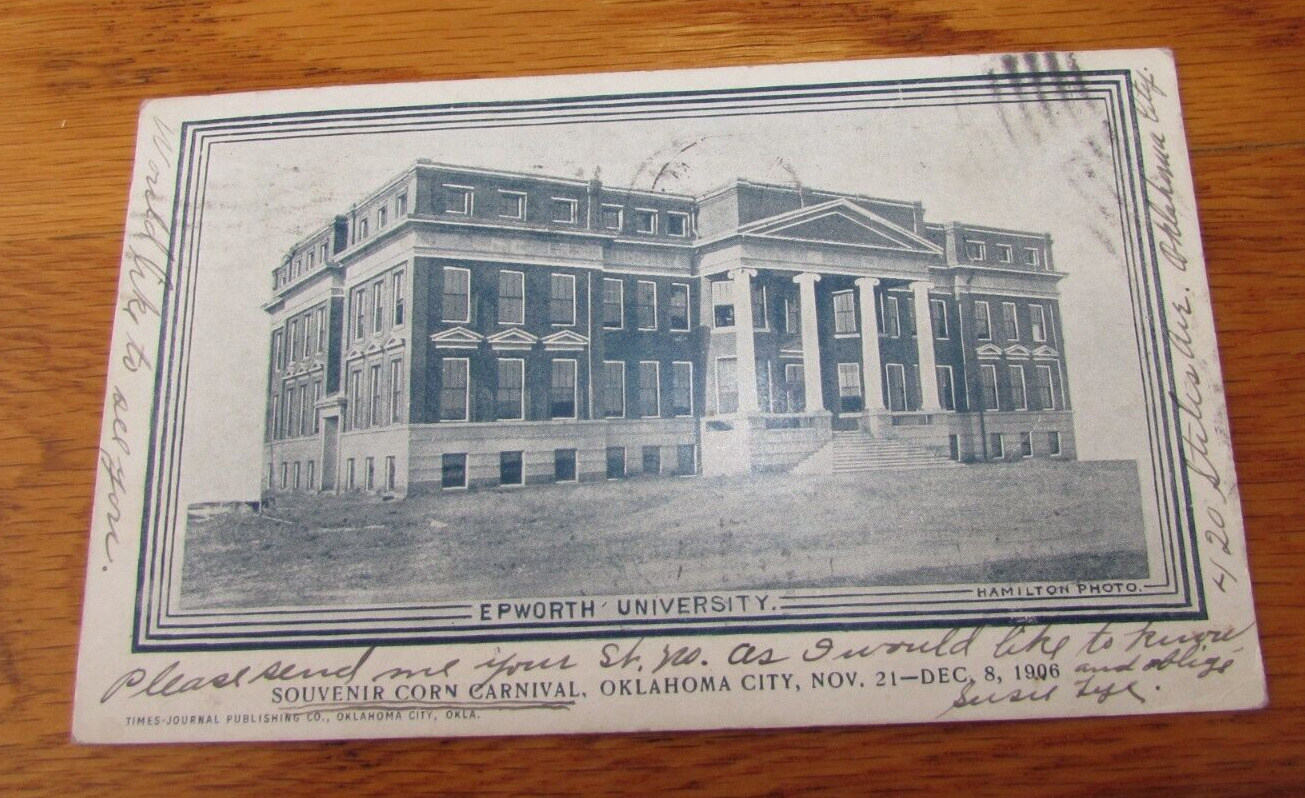 Antique 1906 Oklahoma City Postcard Epworth University Corn Carnival Souvenir