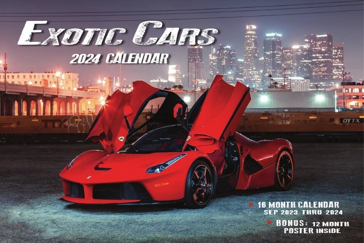 SALE 2024 EXOTIC CAR Deluxe Wall Calendar supercar lambo porsche ferrari gt3