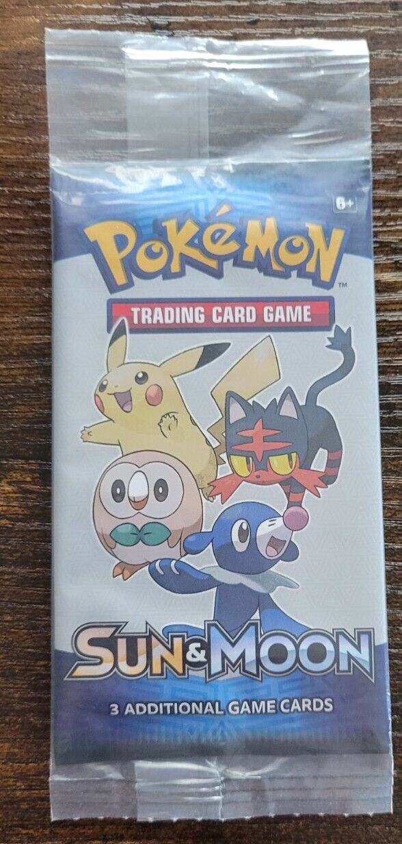 Unopened Pokémon Sun & Moon trading cards.  