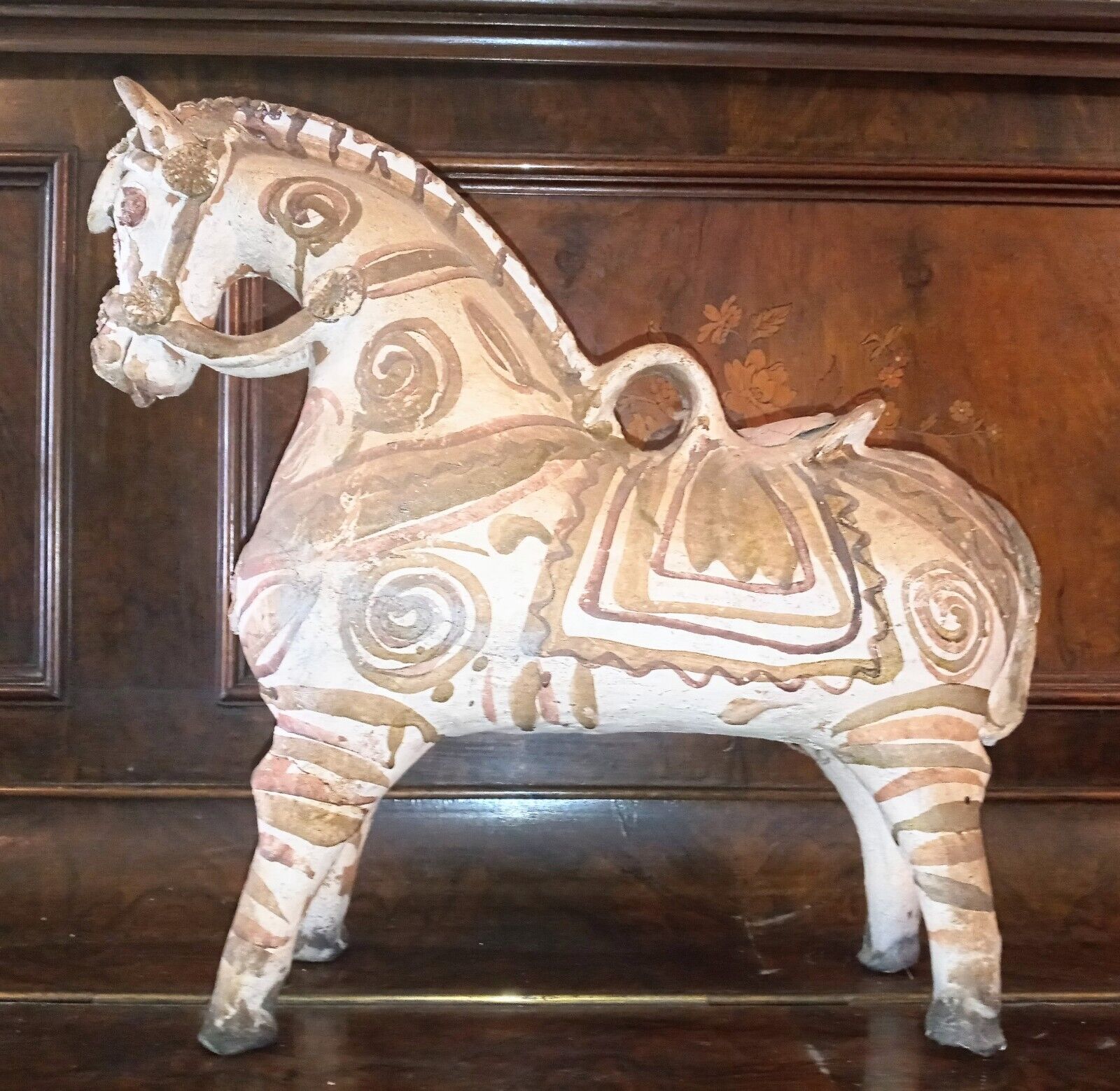 Vintage Peruvian Handmade Pottery Horse Water Picture 