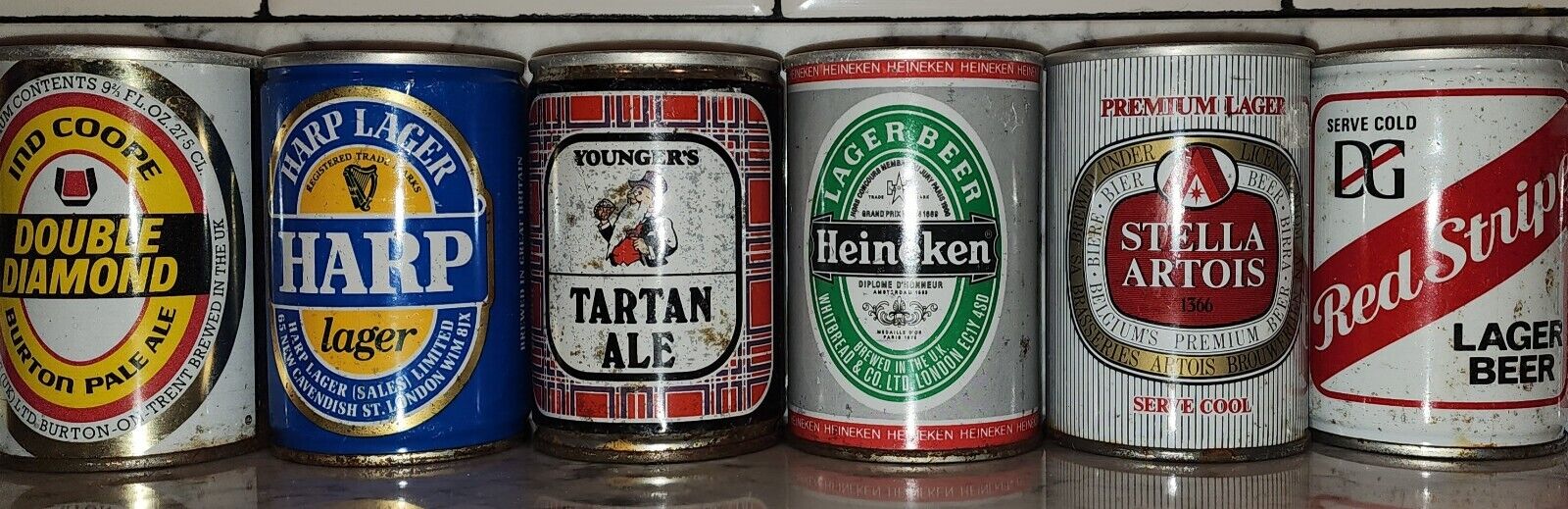 Vintage Collectible UK Wide Seam Steel Empty Beer Can Lot Of 6 