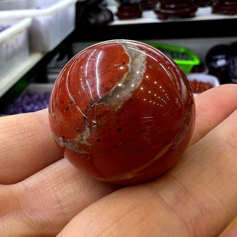 1pc Natural  Red Jasper  Ball Quartz Crystal Sphere Reiki Healing 30mm