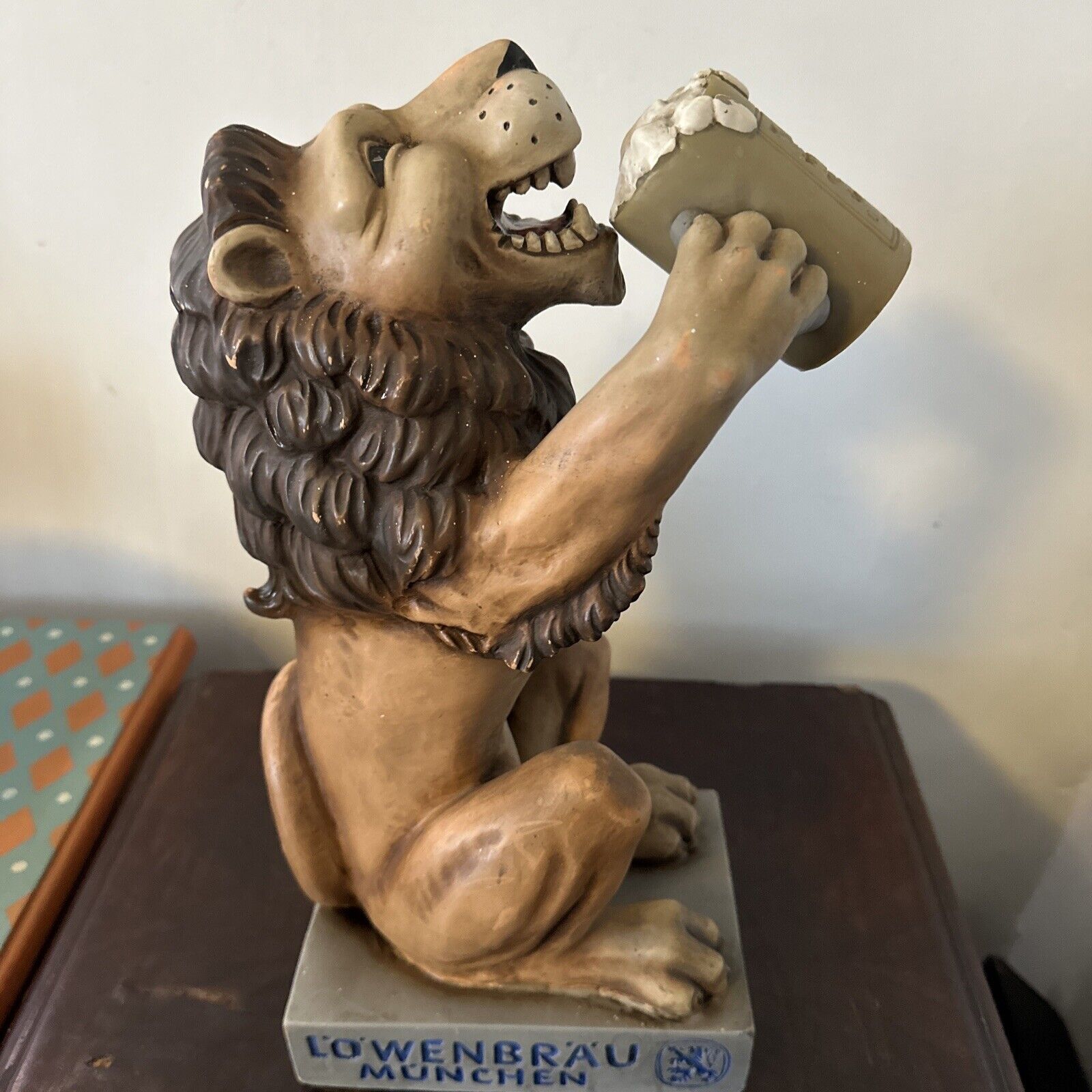 Vintage Antique Lowenbrau Munich Mascot Lion Statue