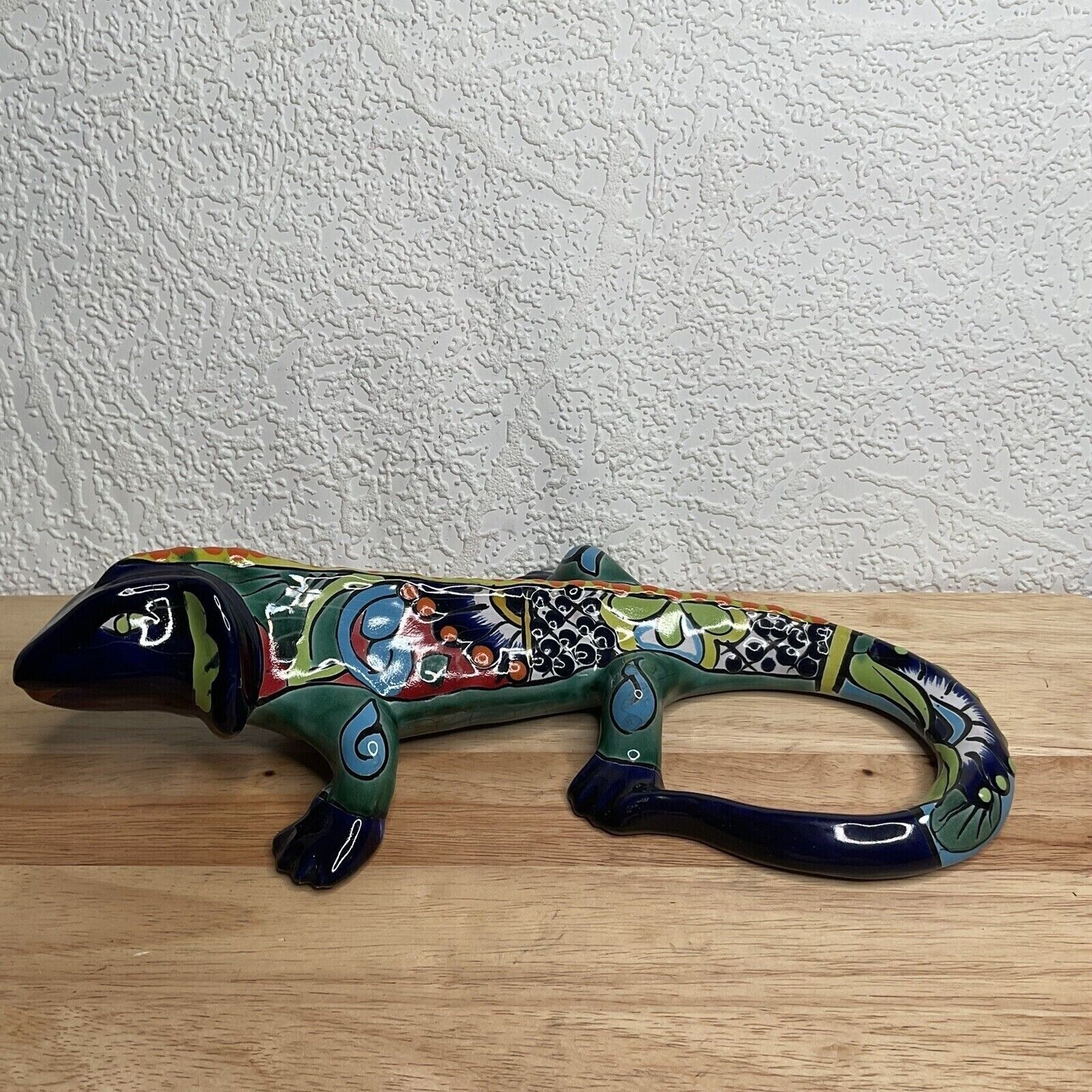 VTG Handmade Talavera Lizard Iguana Mexican Ceramic Art Pottery Figure Over  13\