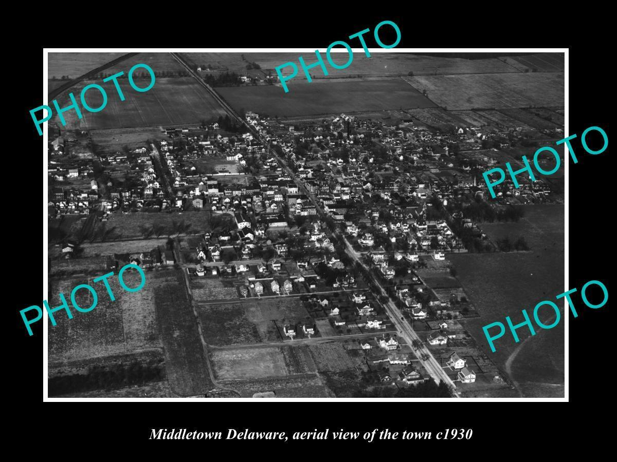 OLD 8x6 HISTORIC PHOTO OF MIDDLETOWN DELAWARE AERIAL VIEW OF THE TOWN c1930