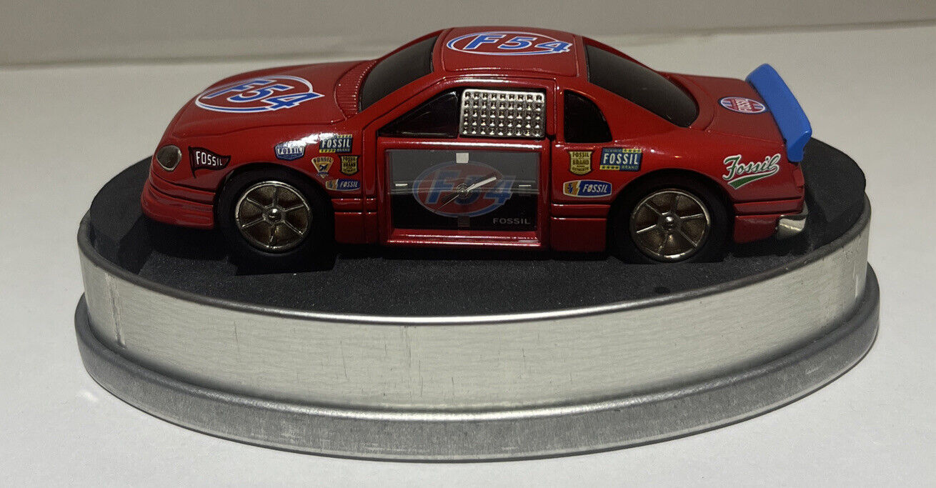 Fossil Limited Edition Stock Car Clock Red Original Tin Timepiece 2004