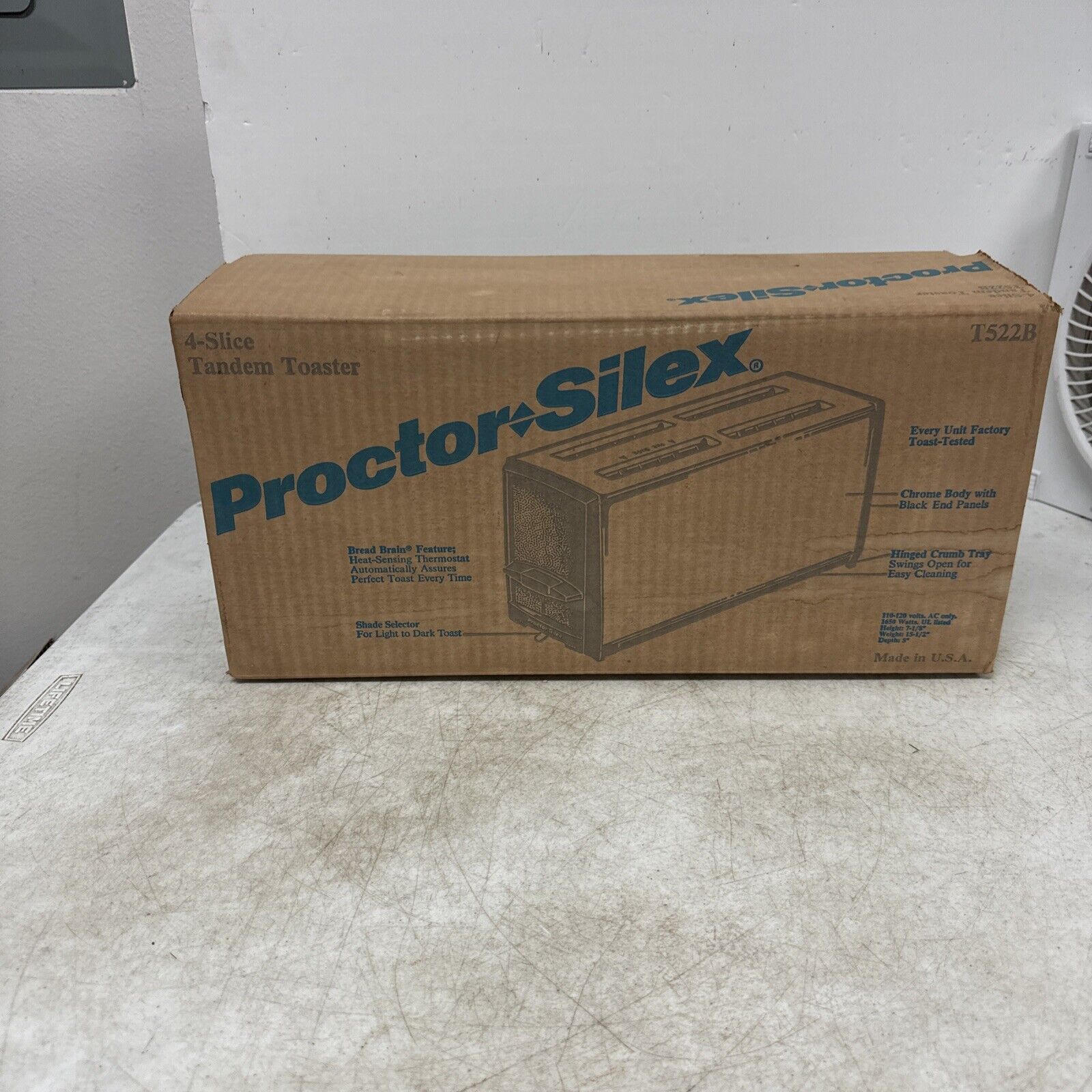 Vintage MCM Proctor Silex Chrome 4 slice  Toaster Model T522B New In Box