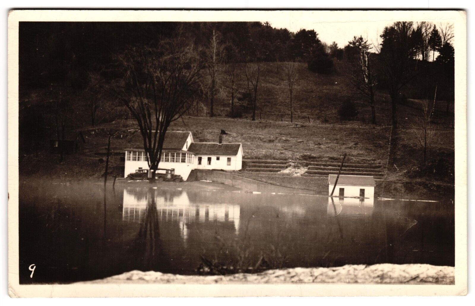 Black River Flooding after Ice Melt Springfield Vermont VT RPPC House Postcard
