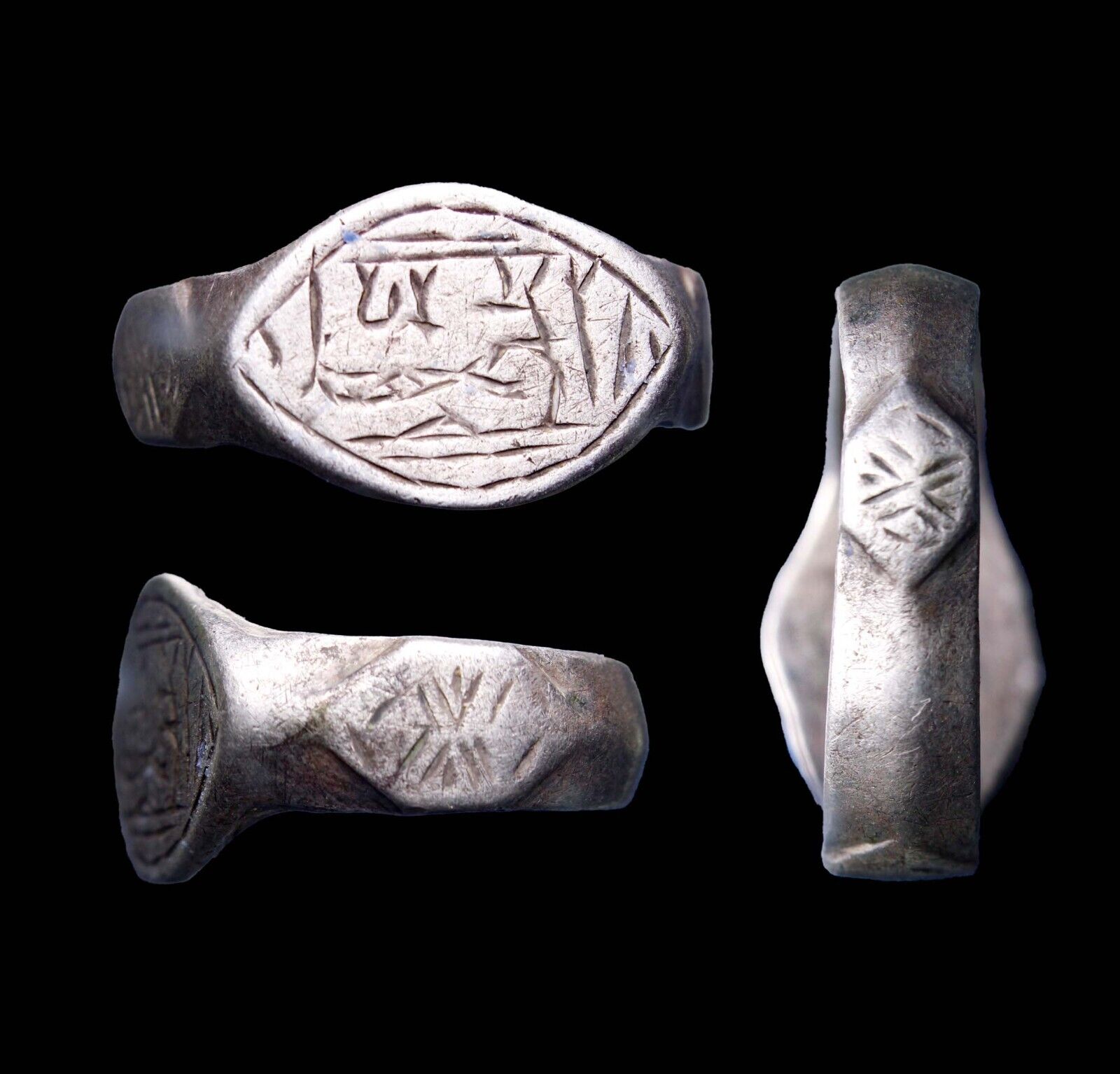 RARE Islamic Ayyubid Bronze Ring Silver w/ Name of Cavalry Officer Crusader War