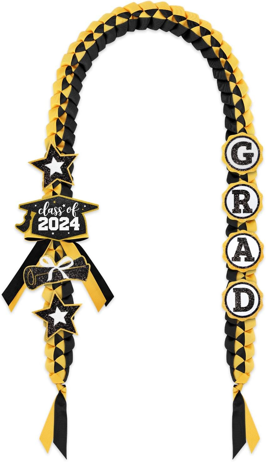 Graduation Leis Class of 2024 Graduation Party Congrats Grad Gift Black & Gold