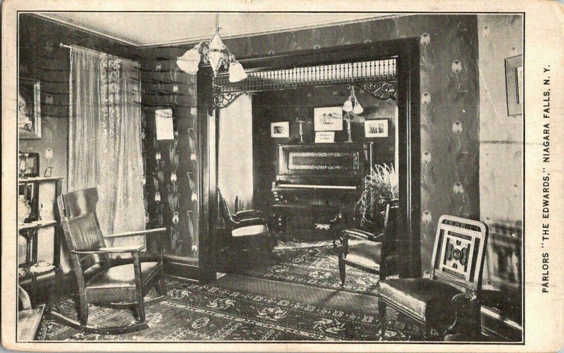 1909, PARLORS, THE EDWARDS. NIAGARA FALLS, NY POSTCARD. DC20