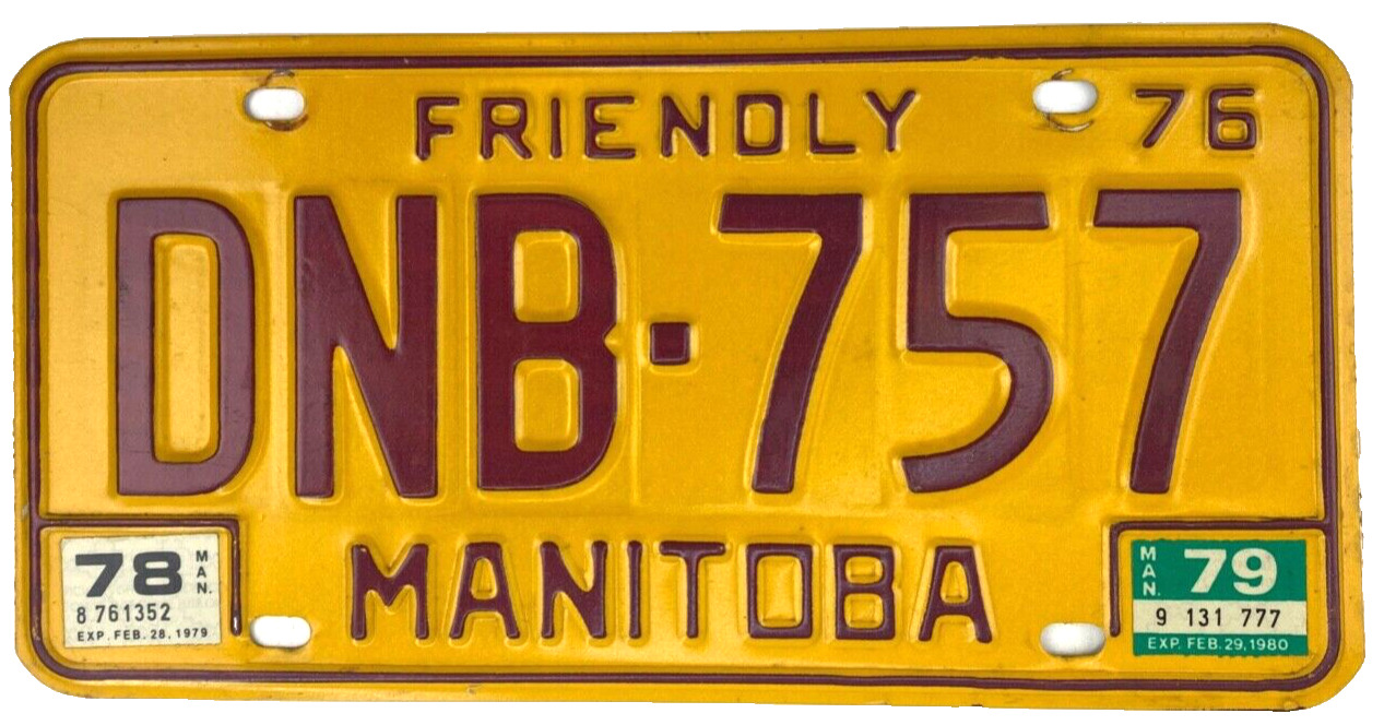 Vintage 1976 1978 1979 Manitoba Canada Auto License Plate Collector Garage Decor