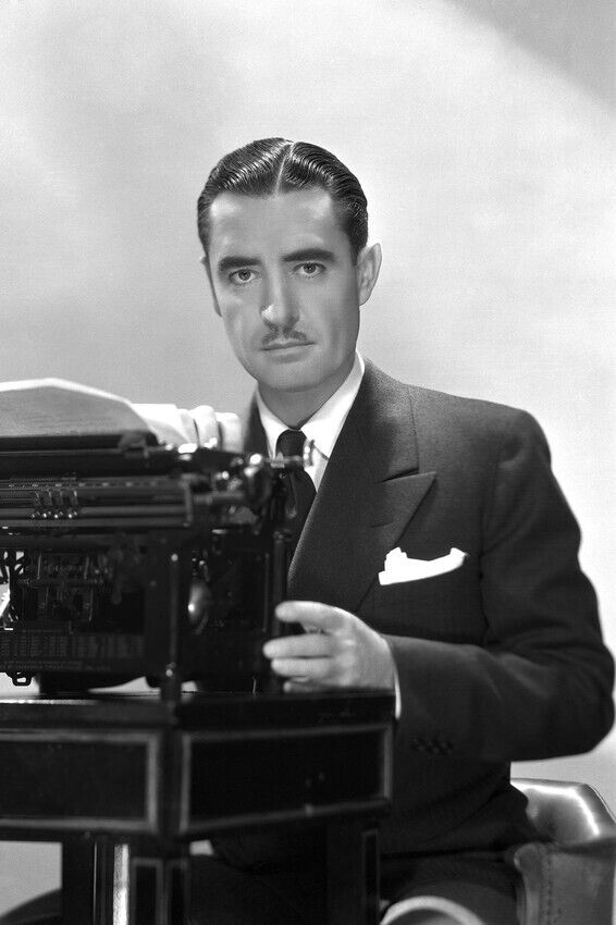 John Gilbert Serious At Typewriter In Suit 24x36 inch Poster