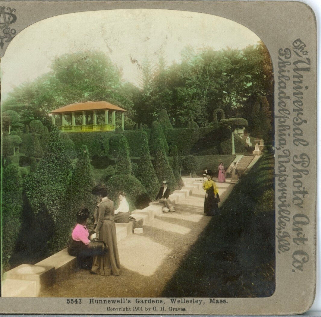 MASSACHUSETTS, Hunnewell's Gardens, Wellesley--C.H. Graves Stereoview J92