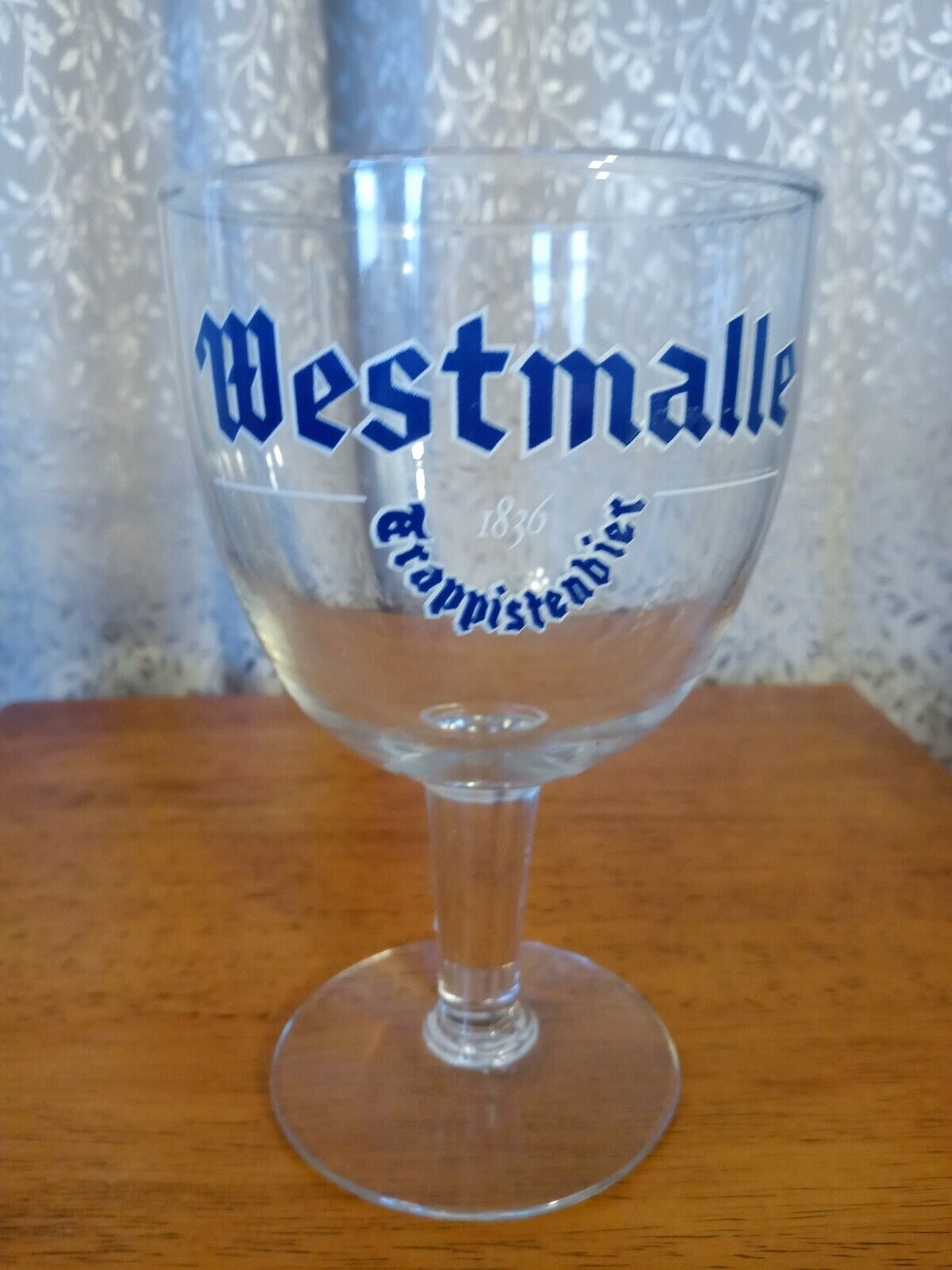 Westmalle Vintage 1836 Clear Glass Blue Letters Beer Glass