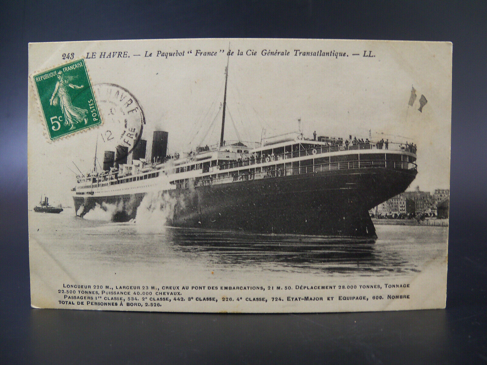 Early 1900s Le Havre Transatlantique French Steamship Liner Postcard #243
