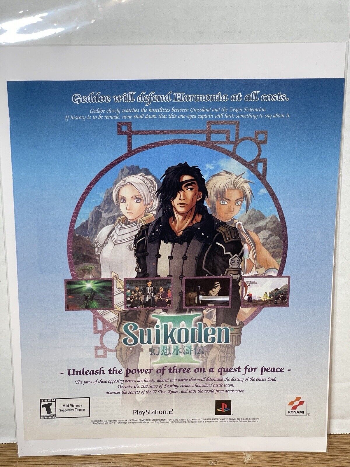 Suikoden 3 PS2 III Original 2001 Ad Authentic PlayStation Video Game Promo v1