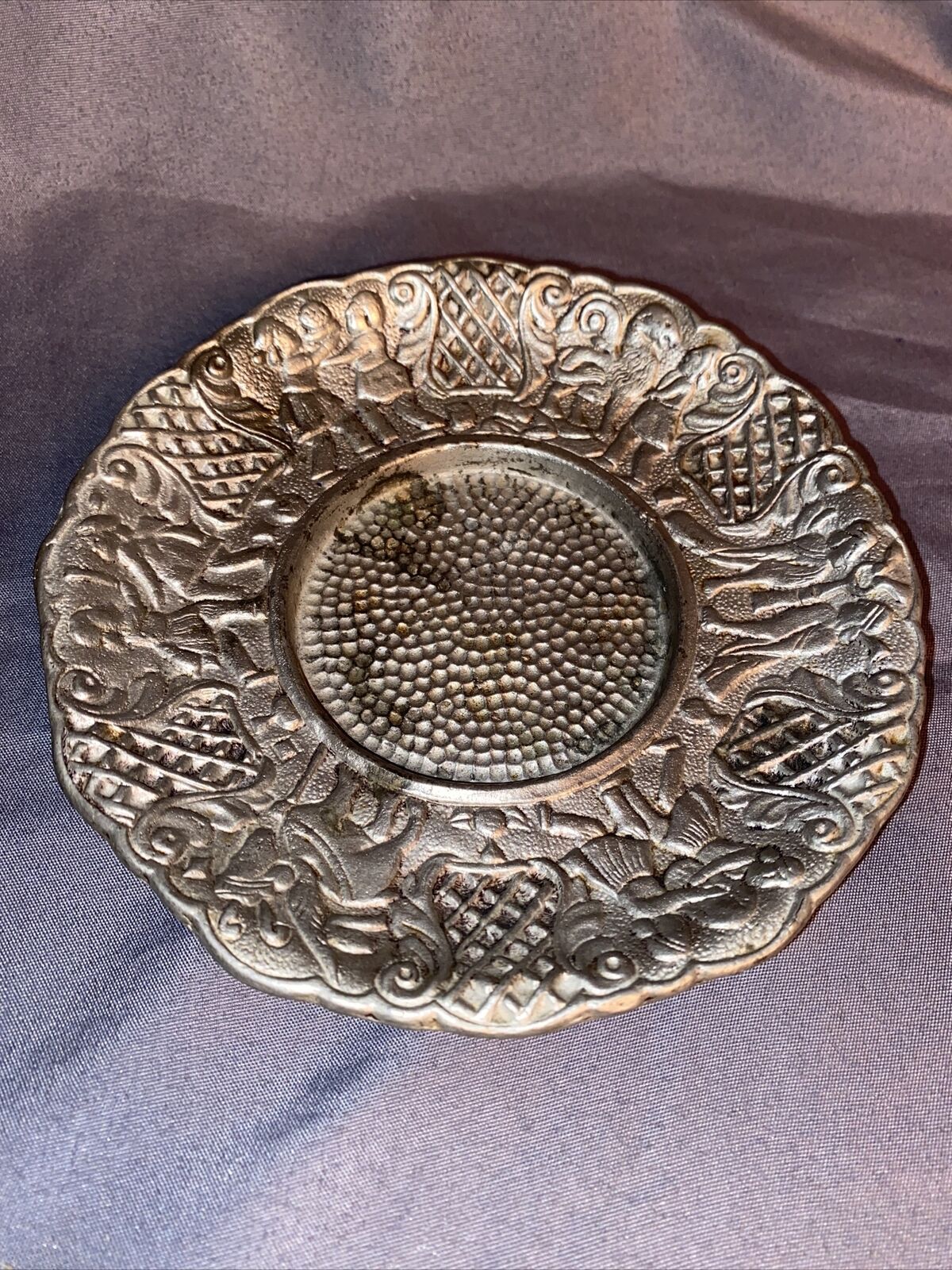 Vintage Rare Heavy Metal Plate Made In Israel Lassamu 5.5” Pewter