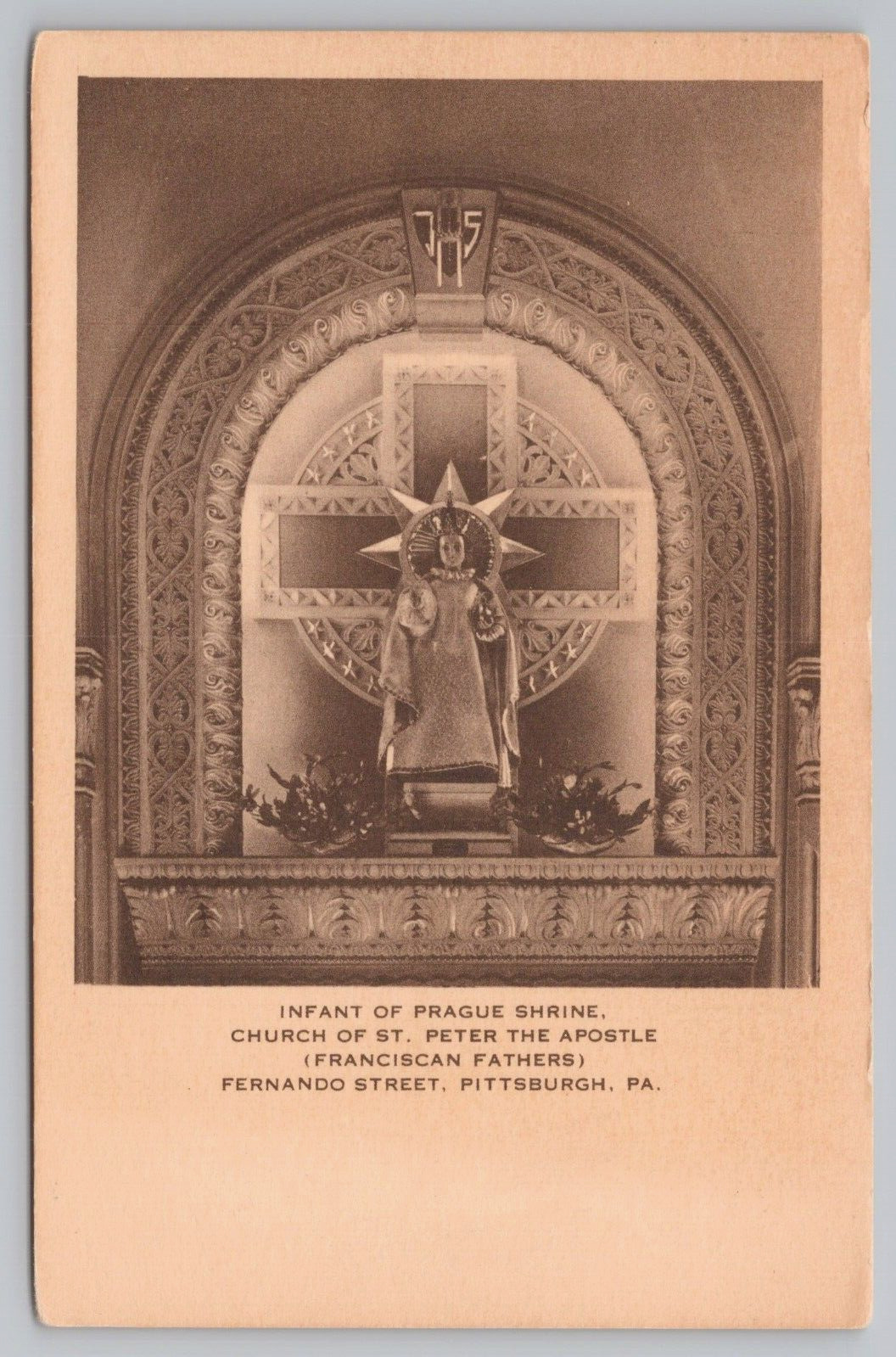 Postcard Pittsburgh PA St Peter the Apostle Church Fernando St Torn Down 1960s