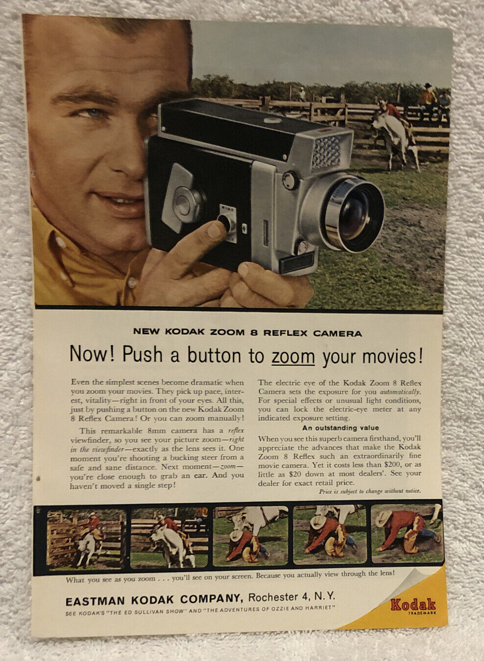 Vintage 1961 Kodak Zoom 8 Reflex Camera Original Print Ad - Full Page