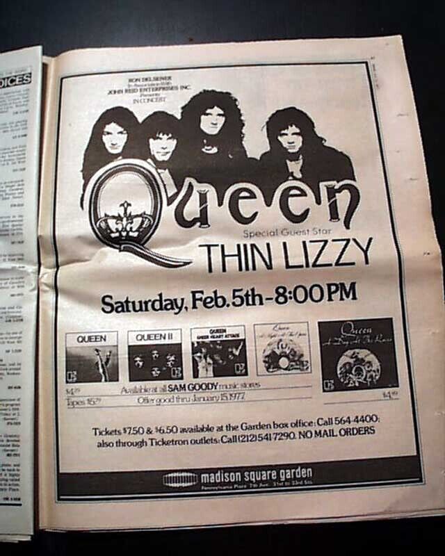 QUEEN British Rock Band 1st Concert at Madison Square Garden 1977 Advertisement 