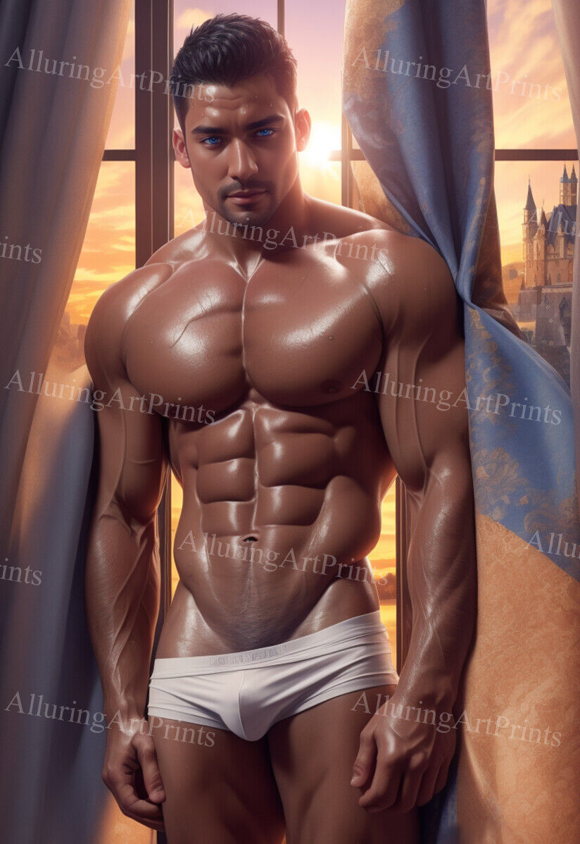 13x19 Male Model Photo Print Muscular Handsome Beefcake Shirtless Hunk -TT756