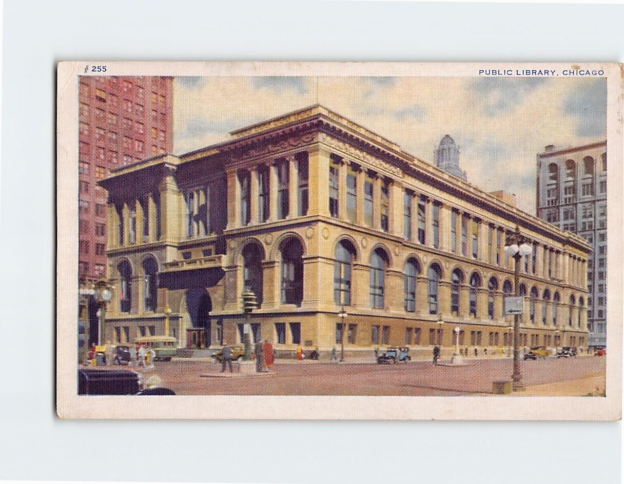 Postcard Public Library Chicago Illinois USA North America