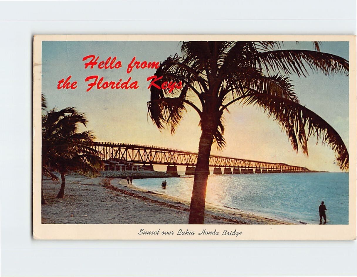 Postcard Sunset over Bahia Honda Bridge Hello from the Florida Keys FL USA