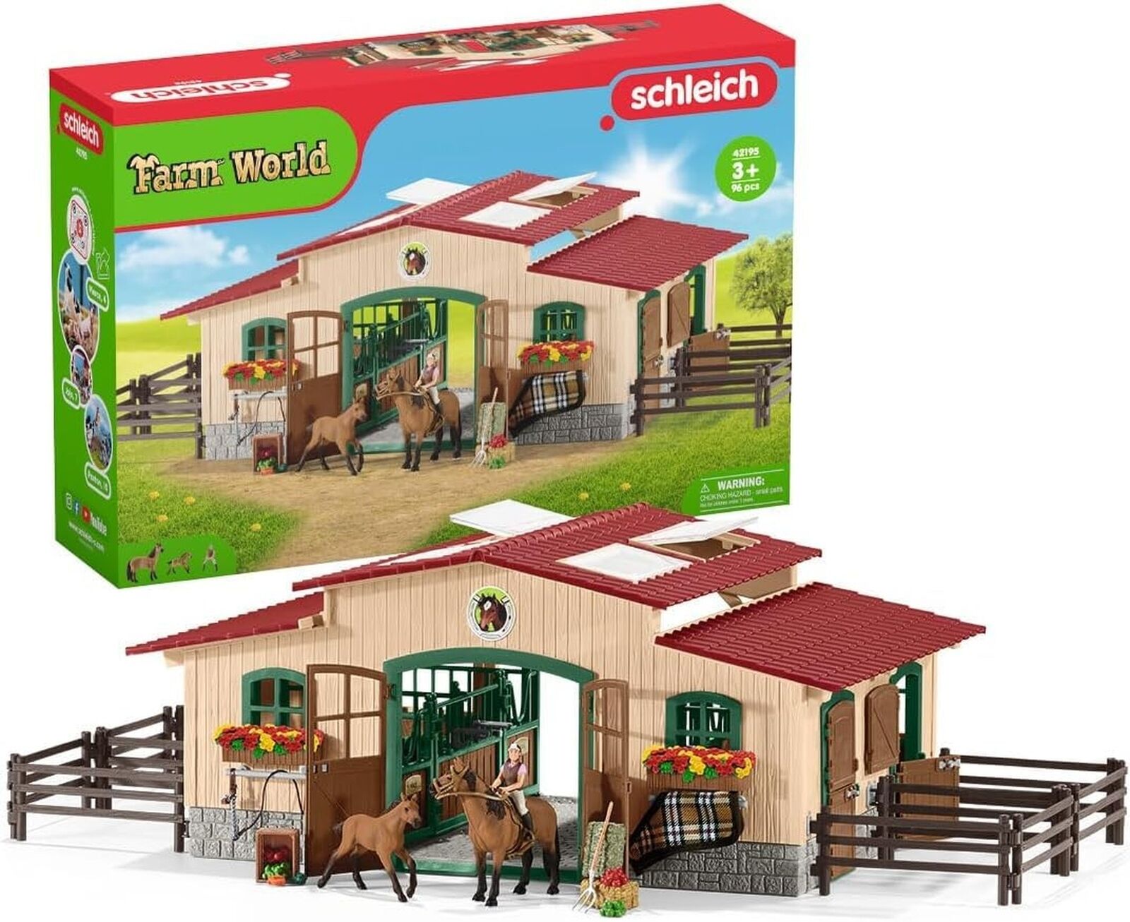 Schleich Horse Barn and Stable Playset - Award-Winning Riding Center 96 Piece...