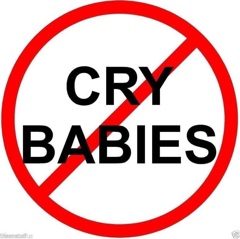 NO CRY BABIES HARD HAT HELMET BUMPER STICKER DECAL MADE IN USA 2\